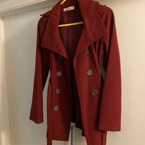 New York & Company Medium Burgundy Trench Coat